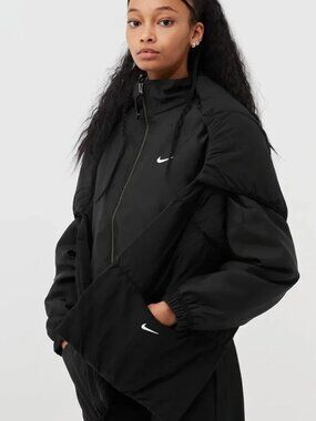 Nike Therma-FIT Black Quilted Down Wrap Neck Scarf One Size
